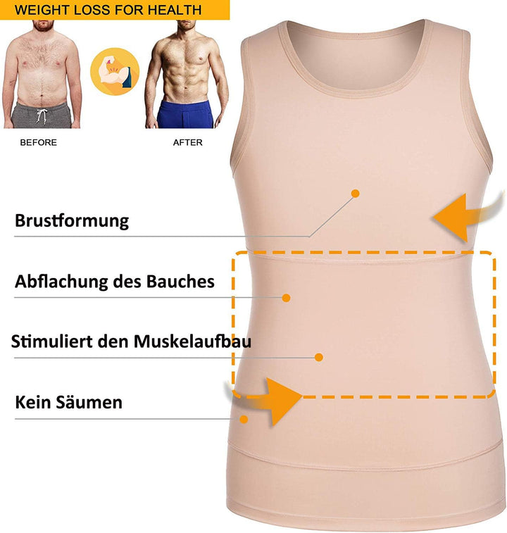 Gotoly Herren Unterhemden Shapewear Workout Tank Tops Kompressionsshirt Muskelshirt Abnehmen Body Sh