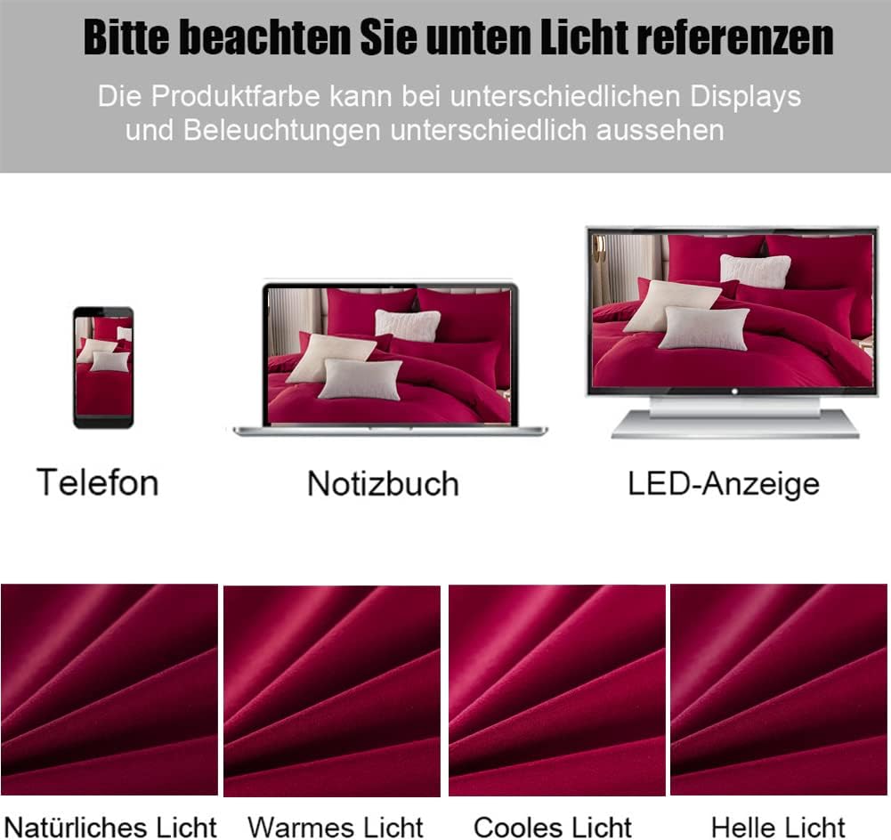 Soifox Bettwäsche 135x200 4teilig Rot - bettwäsche-Sets aus Mikrofaser bügelfrei & knitterfrei Bettb