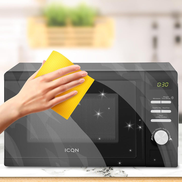 ICQN Mikrowelle, Solo-Mikrowelle, 20 L, 700 W, 5 Leistungsstufen, 8 Automatikprogramme, Gewicht und