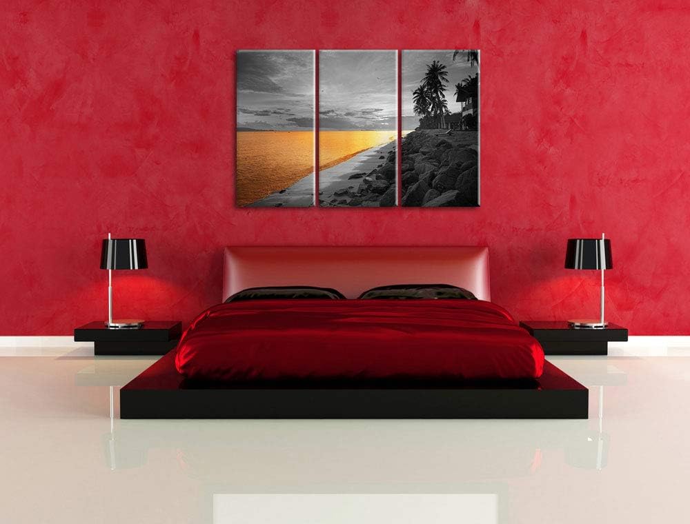 Pixxprint Entspanntes Urlaubsgebiet als Leinwandbild | Grösse: 3 Teilig (120x80) | Wandbild| Kunstdr