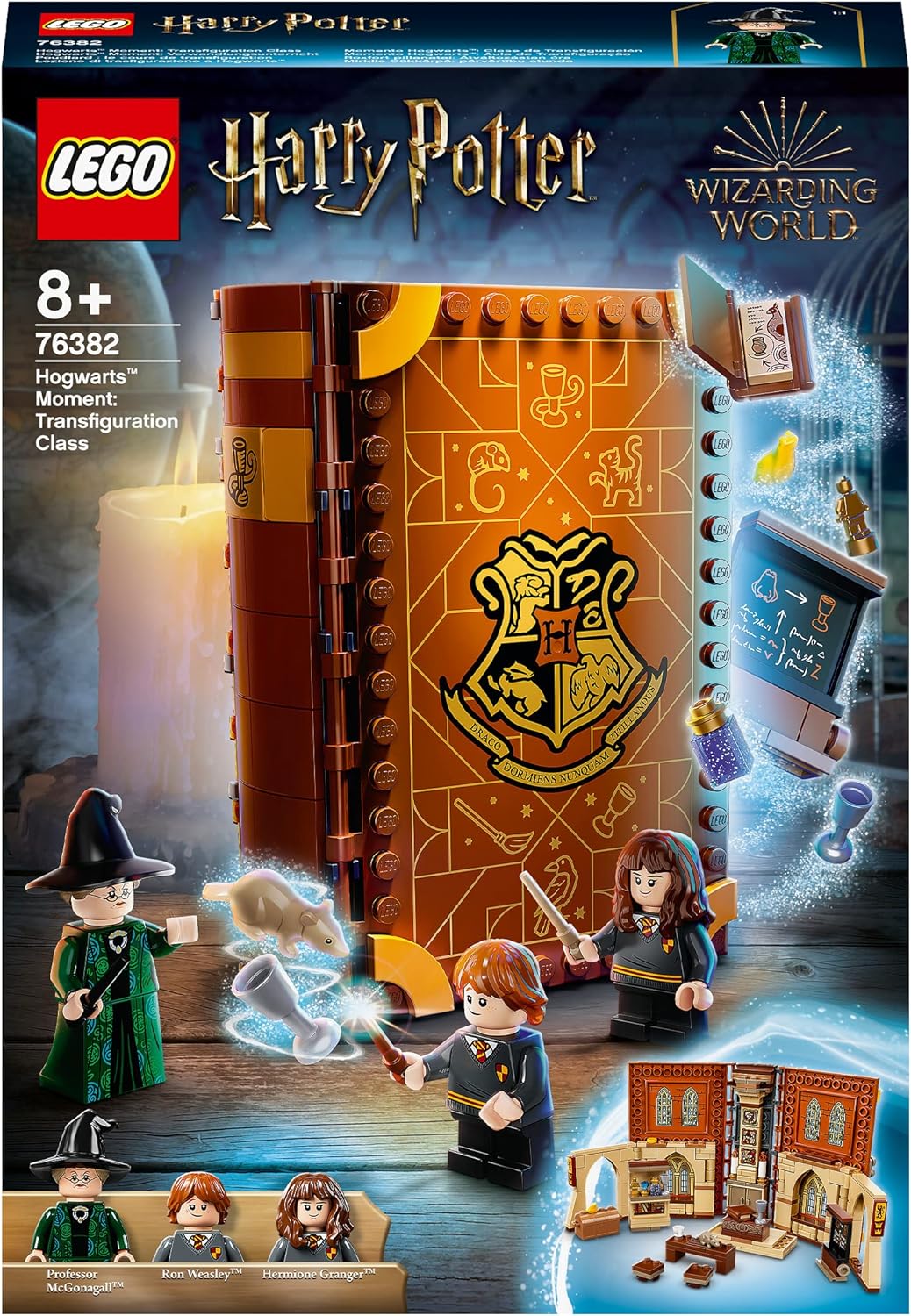 LEGO 76382 Harry Potter Hogwarts Moment: Verwandlungsunterricht Set, Spielzeugkoffer mit Minifiguren