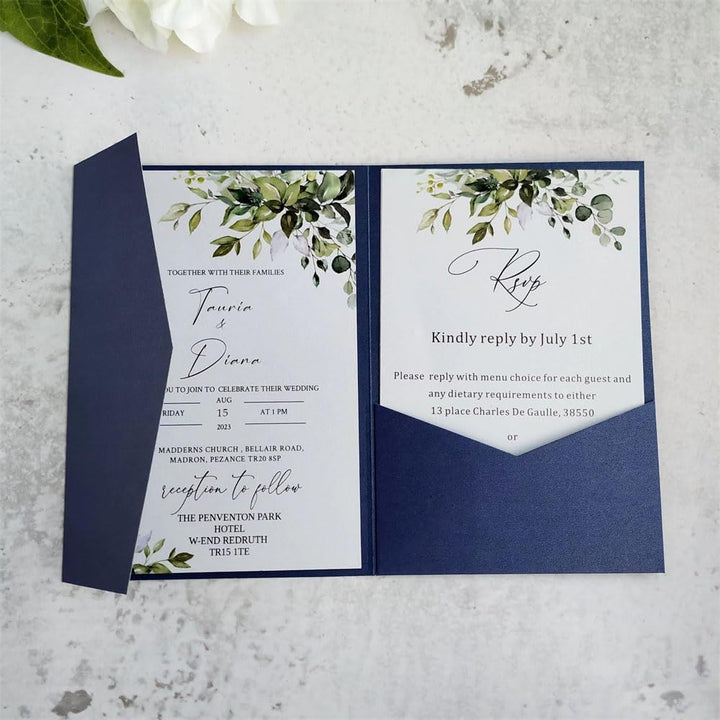 MillaSaw Einladungskarten blau 5 x 7 cm mit Umschlag für Hochzeit Brautdusche Geburtstag Dankeskarte