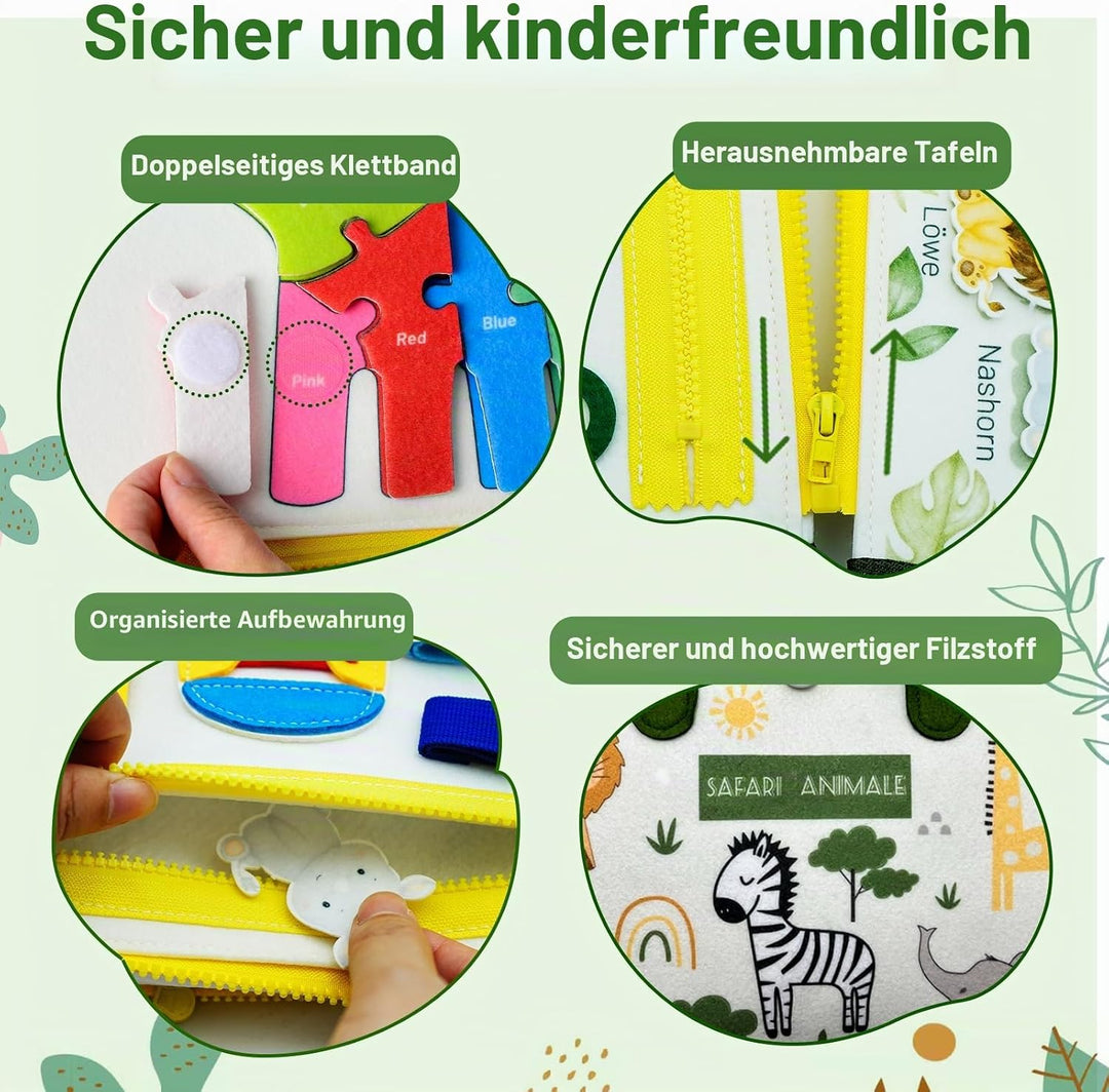 Almaxi Busy Board Montessori Spielzeug für die Entwicklung deines Kinde English, English