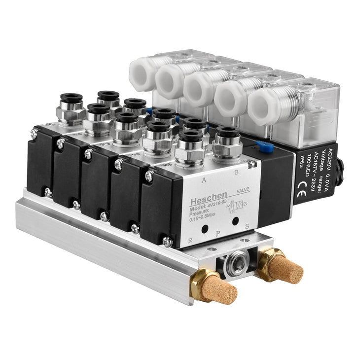 Heschen Elektrisches pneumatisches 5 Magnetventil, 4V210-08, AC220V, PT1/4, 5 Wege 2 Positionen, Krü