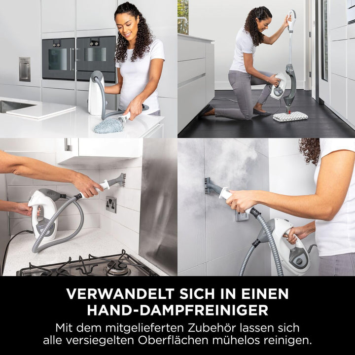 Shark Boden- & Hand-Dampfreiniger [S6005EU] Dampfmopp, Multi-Funktionsgerät, Weiss/Grau 3-in-1