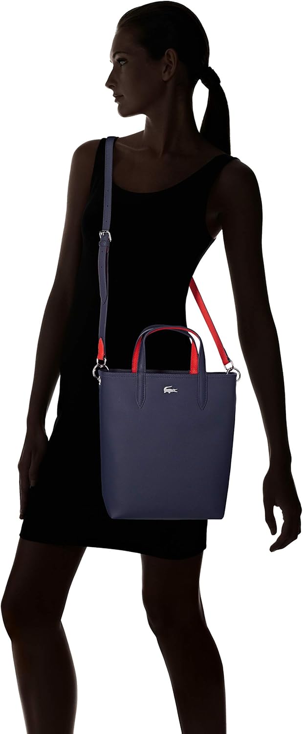 Lacoste Damen Nf2991aa Einkaufstasche Marine 166 Rouge, Marine 166 Rouge