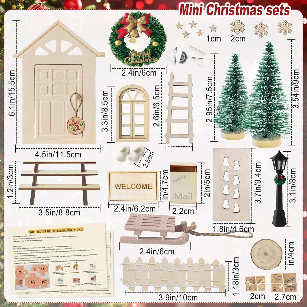 ROLLWAY 90 Stück Miniatur Wichtel Zubehör Baustelle Set, Weihnachten Wichteltür Zubehör Komplettset