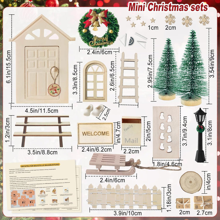 ROLLWAY 90 Stück Miniatur Wichtel Zubehör Baustelle Set, Weihnachten Wichteltür Zubehör Komplettset