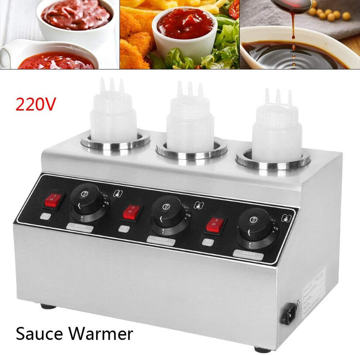 PUDLOR Edelstahl Schokoladenwärmer, 3 x Flaschen Saucenwärmer Saucen warmhalten 30 °C bis 85 °C 240W