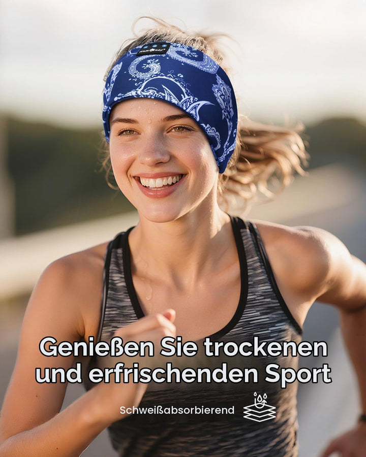 MUSICOZY Schlafkopfhörer Bluetooth, Schlaf Kopfhörer Seitenschläfer Kabellos Sport Kopfhörer Stirnba