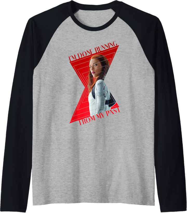 Marvel Black Widow I'm Done Running Logo Portrait Raglan