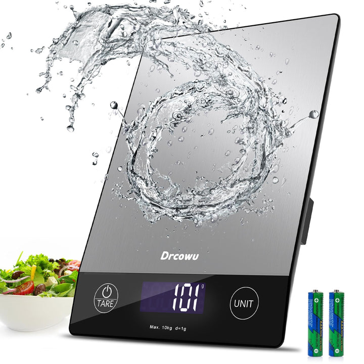 Drcowu Küchenwaage Digitale 10 kg, Waage küche Digital mit LCD-Anzeige, Multifunktions-Lebensmittelw