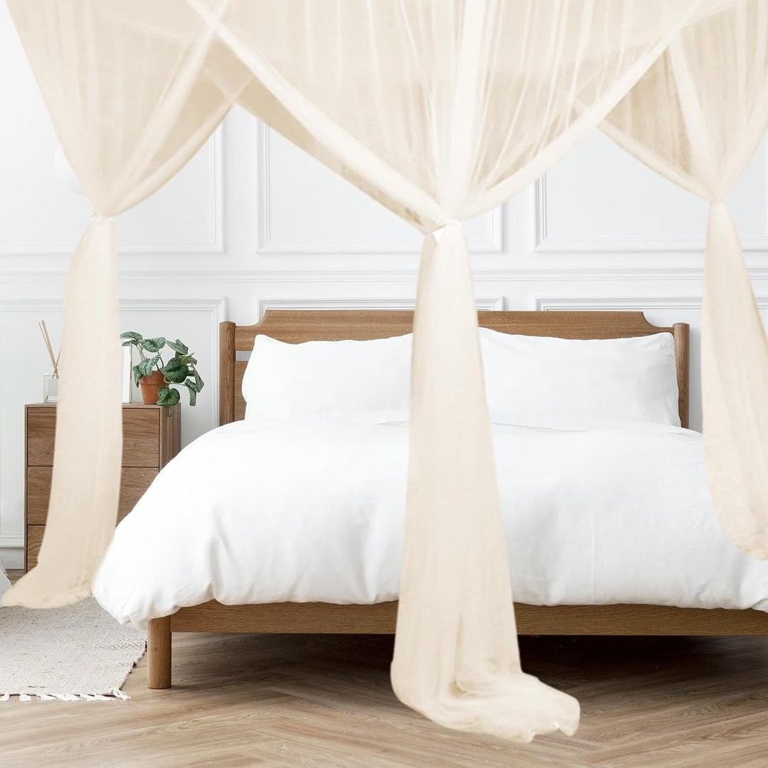 Baoblaze 4 Eckpfosten Himmelbett Vorhang, Moskitonetz Doppelbett und Einzelbett, Mückenschutz Moskit