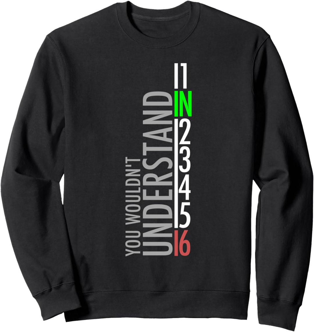 1N23456 Motorradgangschaltung Motorradfahrer Sweatshirt