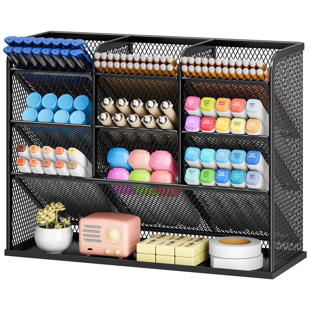 VITVITI Schreibtisch Organizer, 9 Fächer Stiftehalter, Netz Stifte Regal aus Metall, Stiftehalter Sc