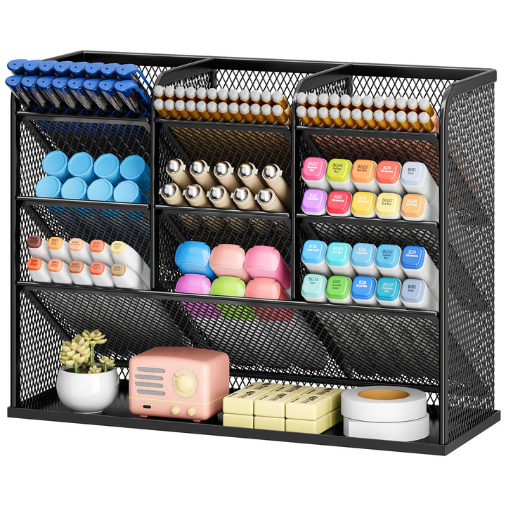 VITVITI Schreibtisch Organizer, 9 Fächer Stiftehalter, Netz Stifte Regal aus Metall, Stiftehalter Sc