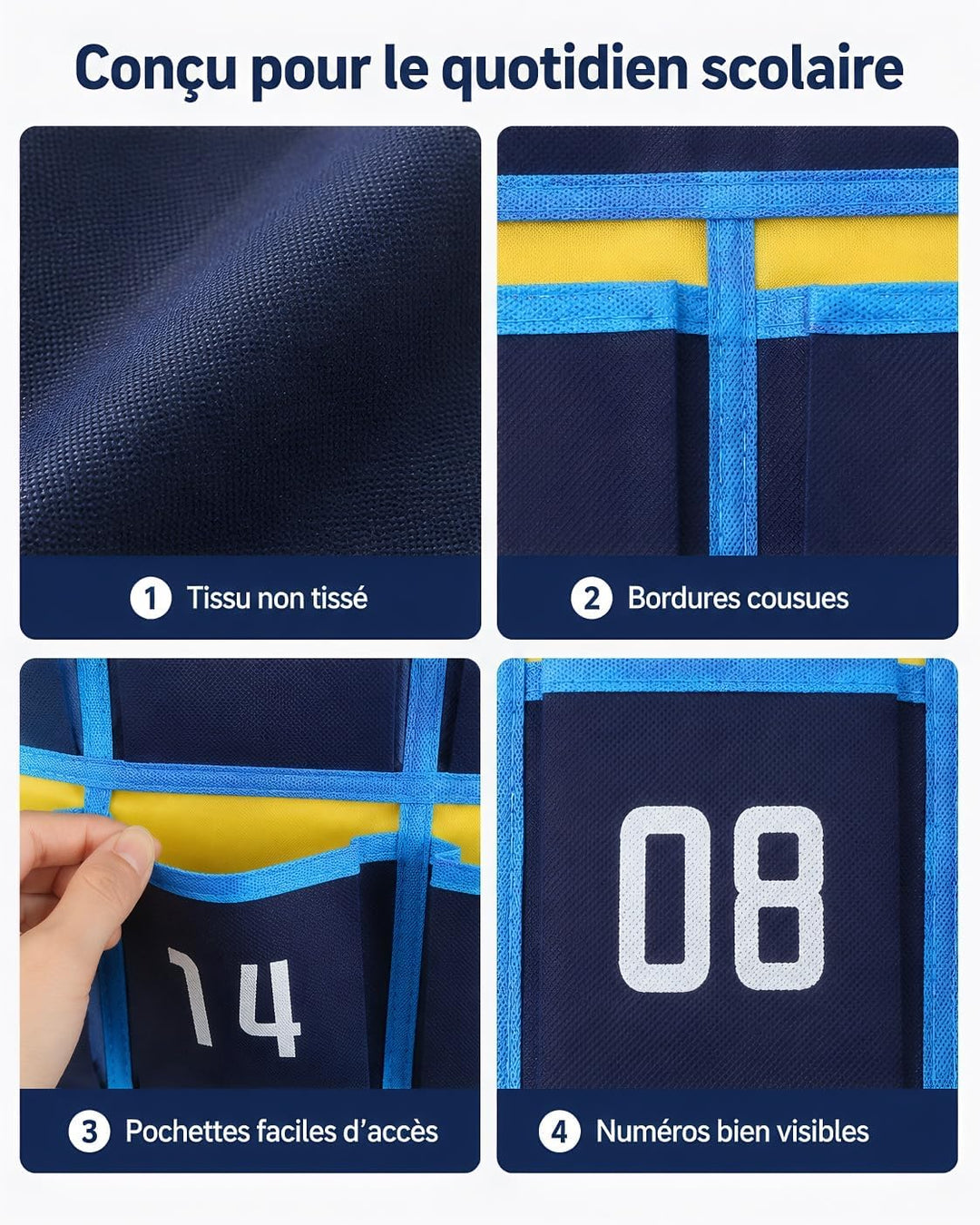 Hemobllo Nummerierte Telefon-Aufbewahrungstasche 37,80 x 26,38 Zoll Vliesstoff 36 Taschen für Klasse