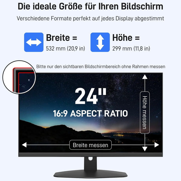Pozlle 24-Zoll-Computer-Sichtschutzschild für 16:9-Breitbild-Desktop-Monitor - Blendfreier Blaulicht