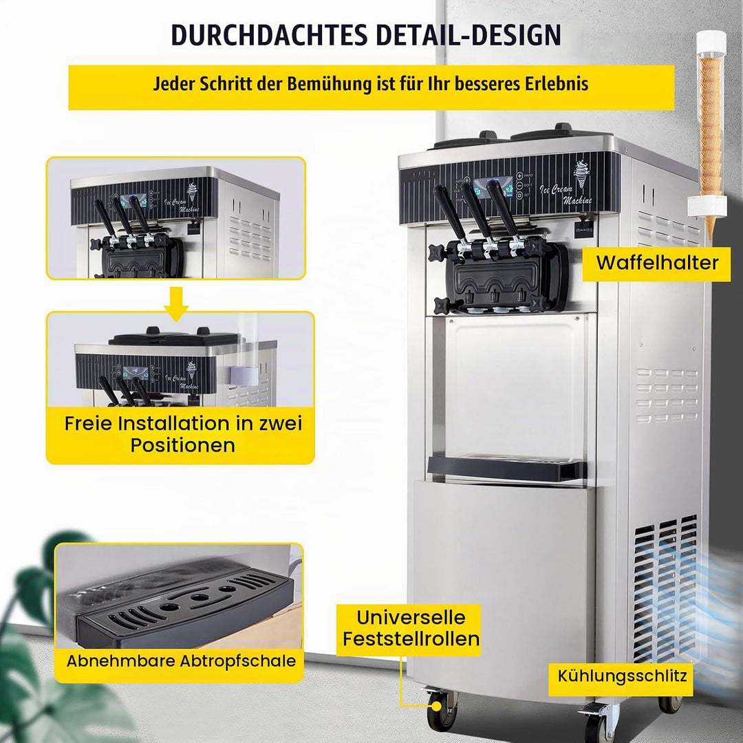 Kommerzielle Eismaschine, 20–28 L/h 2200 W, Kommerzielle Softeismaschine, Gewerbliche Eiscrememaschi