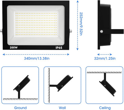 loyal 200W Strahler Aussen, 20000LM Superhell LED Scheiwerfer, 6000K Kaltweiss LED Strahler Innen, I