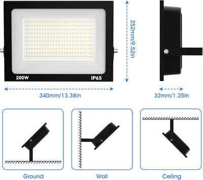 loyal LED Strahler 200W, Warmweiss 3000K LED Scheinwerfer, 20000LM Superhell LED Strahler Innen, IP6