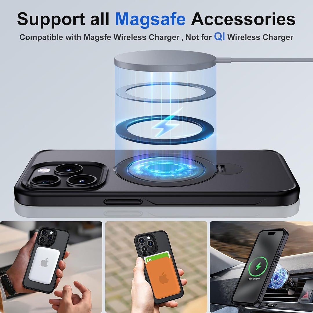 XINKAE Hülle iPhone 15 Pro Handyhülle mit Magsafe Dreh Ständer Halter Schutzhülle iPhone 15 Pro mit