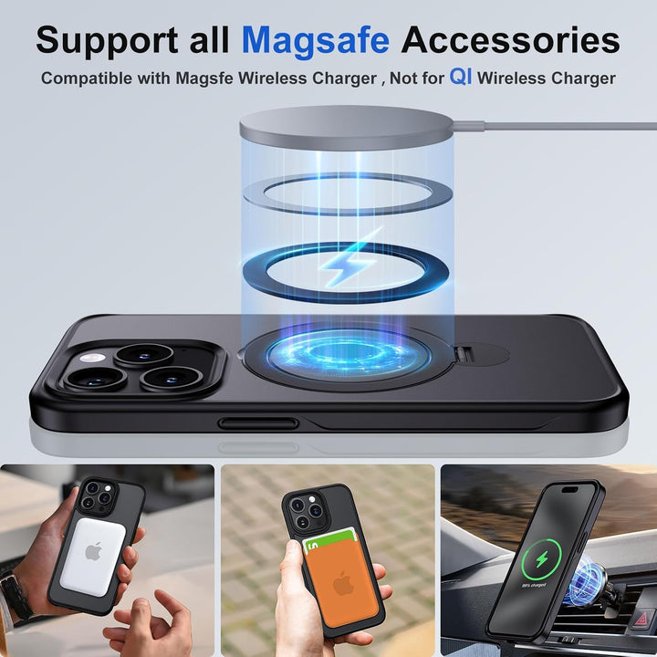 XINKAE Hülle iPhone 15 Pro Handyhülle mit Magsafe Dreh Ständer Halter Schutzhülle iPhone 15 Pro mit