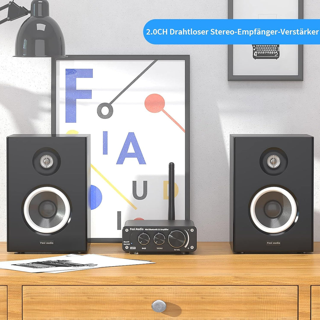 Fosi Audio BT10A Bluetooth 5.0 Stereo Audio Verstärker Empfänger 2 Kanal Klasse D Mini Hi-Fi Integri