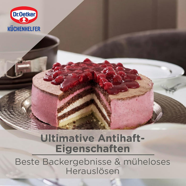 Dr. Oetker Springform Ø 26 cm, Backform der Serie Back-Edition mit Emaille-Servierboden, runde Kuche