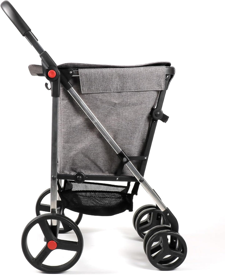 Klappbarer Einkaufstrolley Rolser Basquet Tweed 4 grosse Räder (2 drehbare) - Grau, Grau