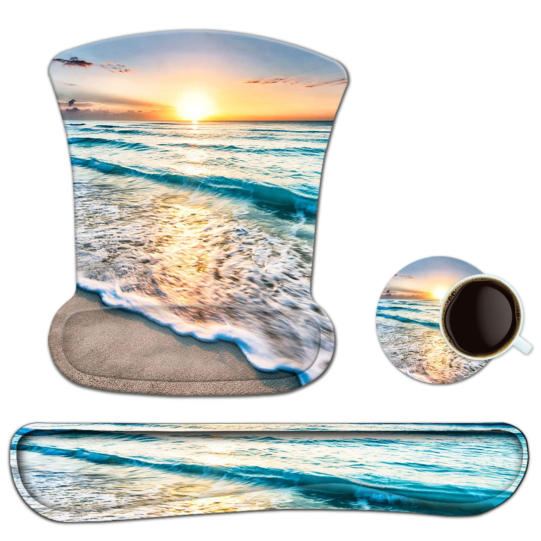Mauspad mit Handauflage, Mauspad mit Gelkissen und Ergonomische Memory Foam Tastatur Handgelenkaufla