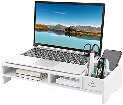 Ejoyous Monitorständer Monitor Riser, Desktop Riser Laptopständer mit Trennregal für Office Home Tab