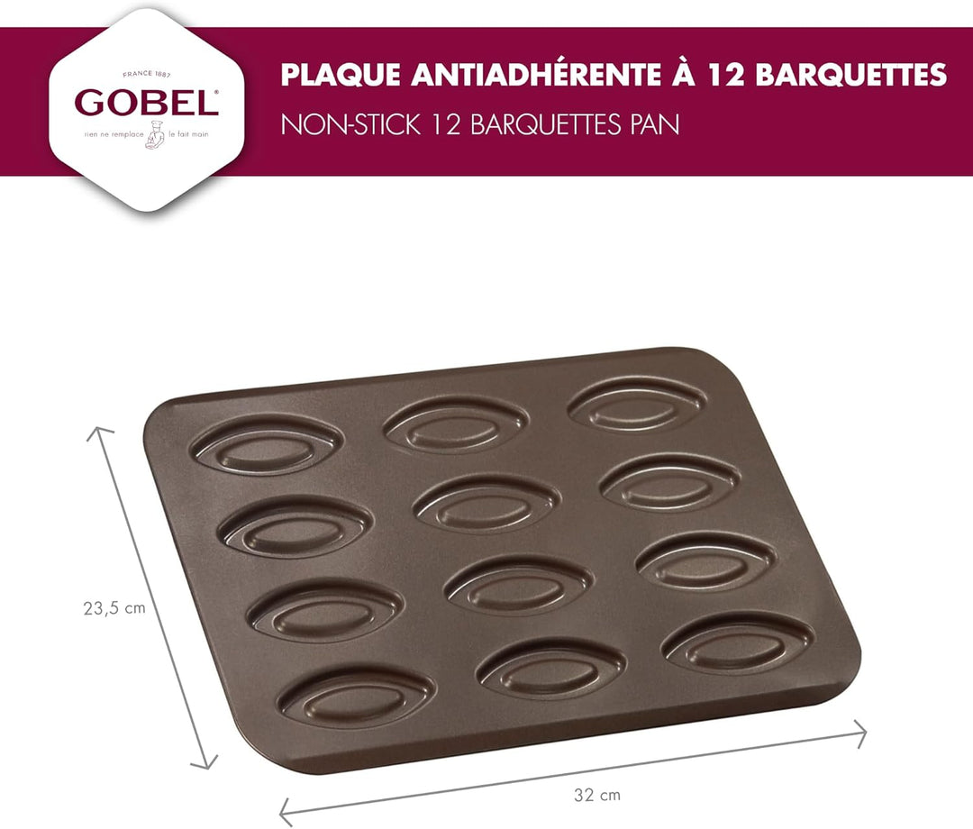Gobel | Backblech für 12 Schiffchen | Antihaftbeschichtet | 32x23,5x0x7 cm | Kekse und Kuchen | Made