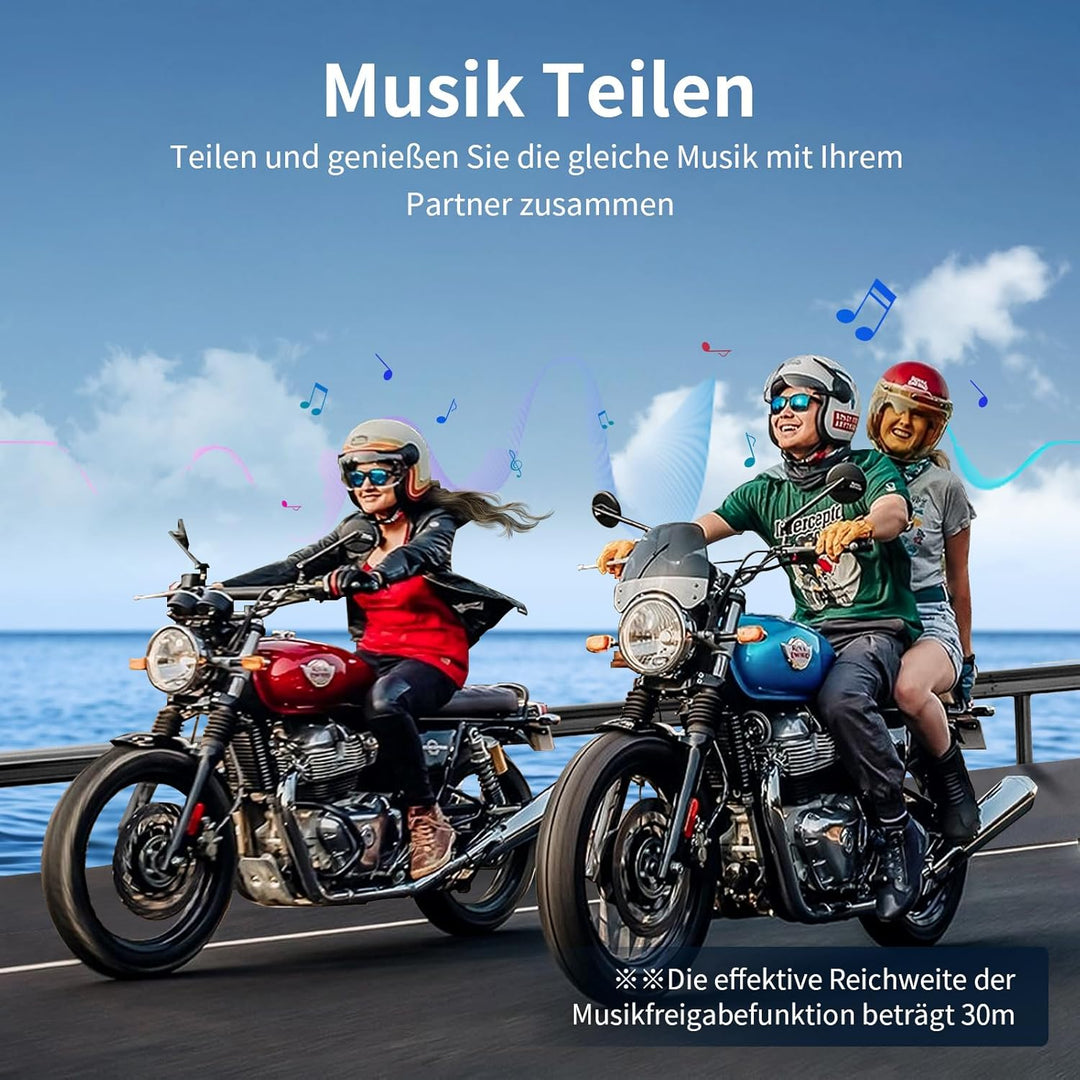 Fodsports M1S PRO Motorrad Headset mit Musikteilen, 8 Motorräder 2000m Helm Intercom, Motorradhelm K