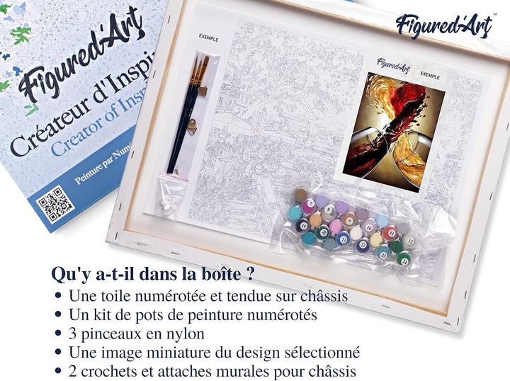 Figured'Art Malen Nach Zahlen Erwachsene Mit Rahmen Rot- und Weisswein - Paint by Numbers Basteln DI