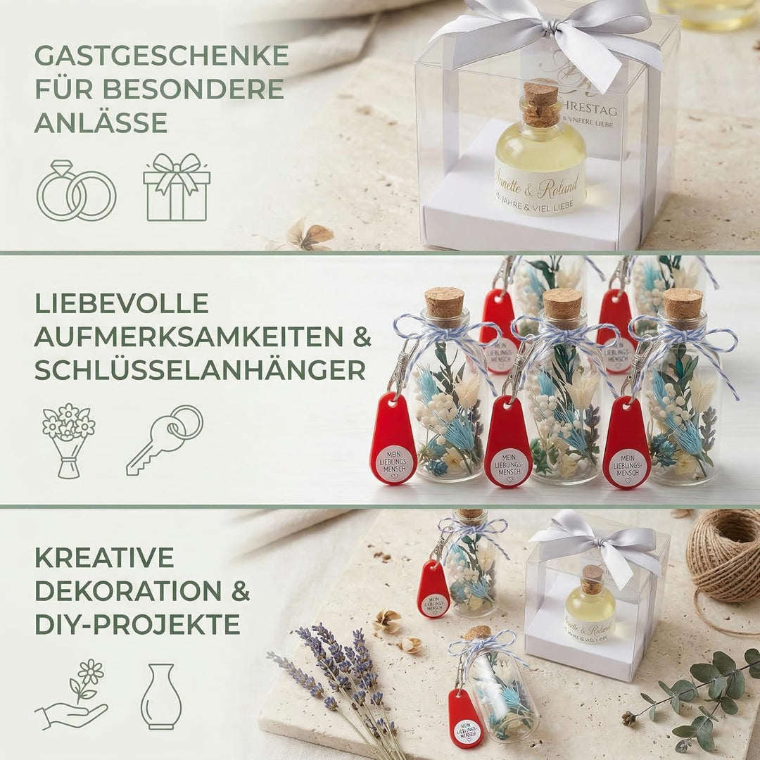 casavetro 35 x 50 ml kleine Glas-Fläschchen mit Kork Deckel Glasflaschen für Hochzeit Geschenke set