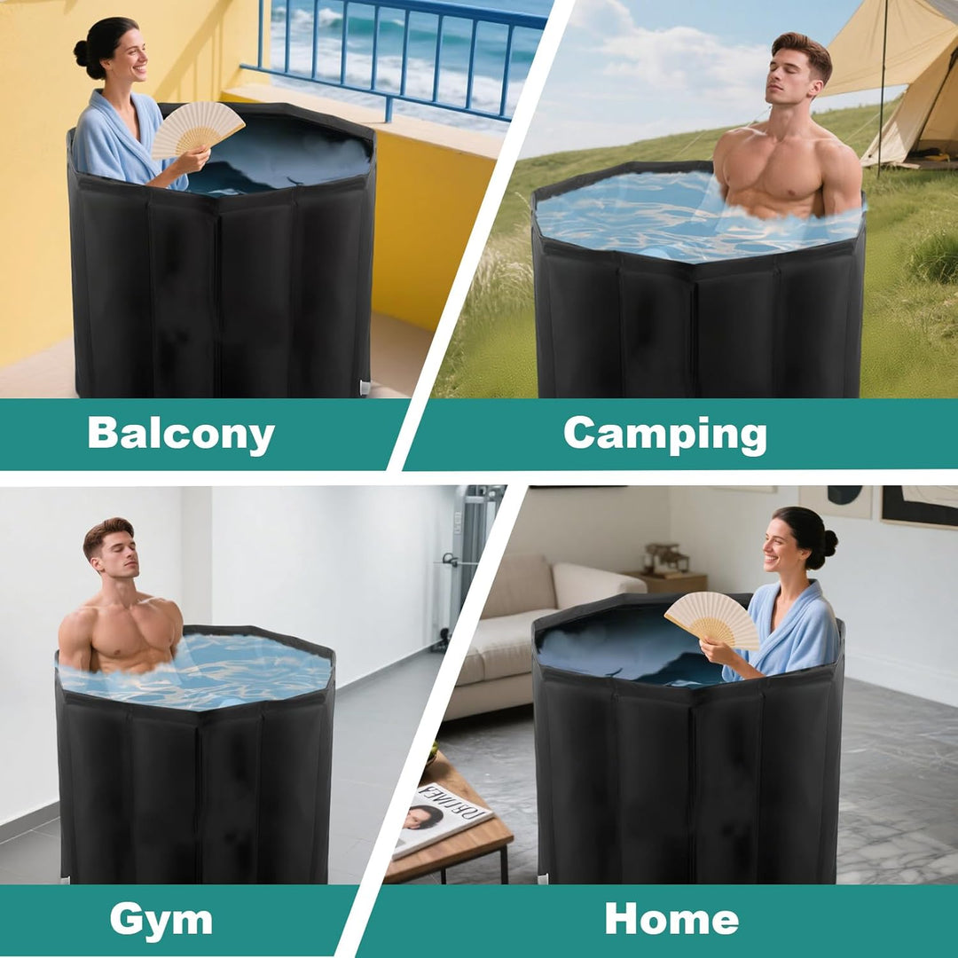 YYW Tragbare faltbare Eisbadewanne, grosse tragbare Badewanne für Zuhause, Outdoor, Fitnessstudios,