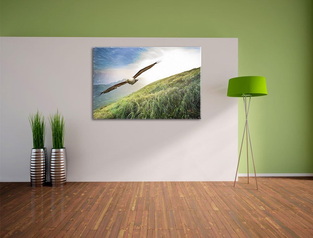 Pixxprint Majestätischer Weisskopfseeadler Bunstift Effekt, Format: 100x70 auf Leinwand, XXL riesige