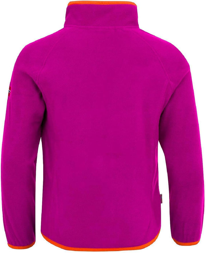 Trollkids Kinder Fleece-Pullover Nordland mit Reissverschluss 92 Dunkelrosa / Orange, 92 Dunkelrosa
