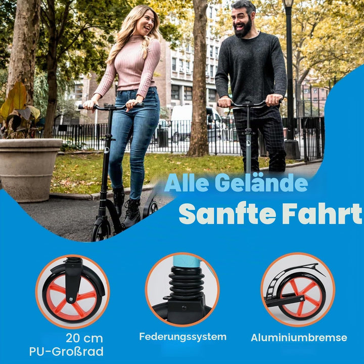 Lascoota Roller für Kinder ab 8 Jahren- Tretroller Erwachsene – Klappbar & Höhenverstellbar – Federu