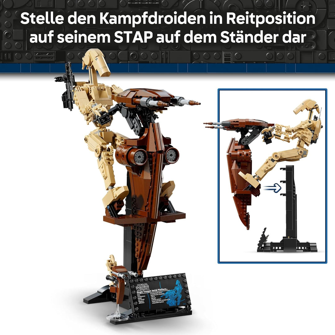 LEGO Star Wars 75428 Kampfdroide mit STAP Bauspielzeug - Spiel- und Ausstellungsfigur mit Speeder -