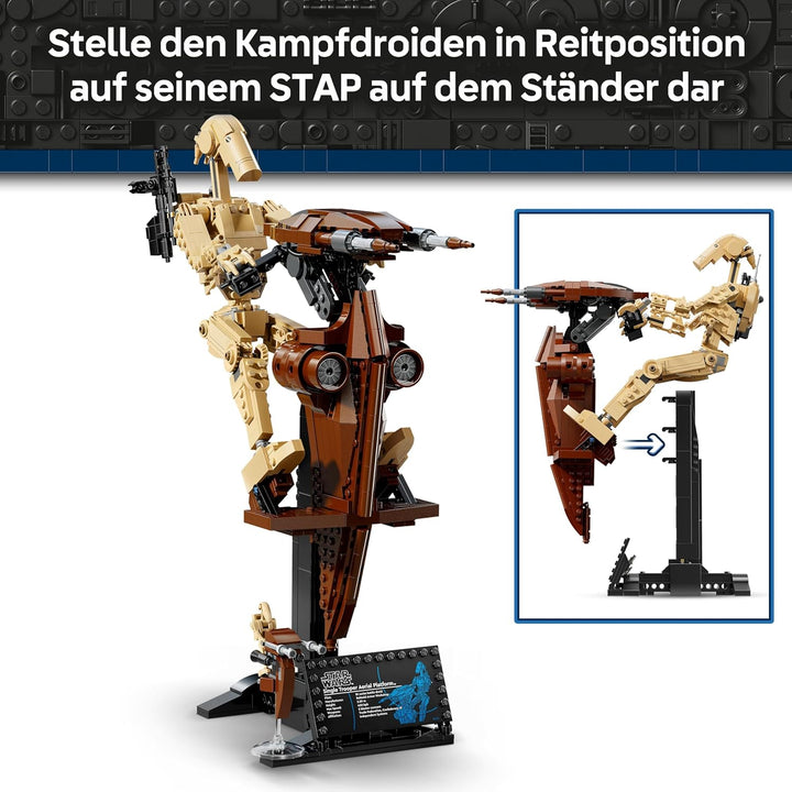 LEGO Star Wars 75428 Kampfdroide mit STAP Bauspielzeug - Spiel- und Ausstellungsfigur mit Speeder -
