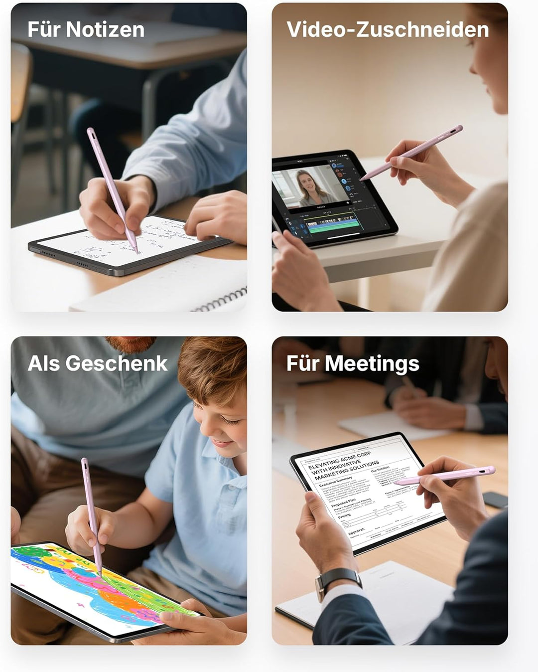 metapen Stift A8 Kompatibel mit Apple iPad 2018-2023, Schnelle Aufladung, Neigungserkennung, Palm-Ab