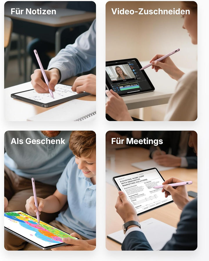 metapen Stift A8 Kompatibel mit Apple iPad 2018-2023, Schnelle Aufladung, Neigungserkennung, Palm-Ab