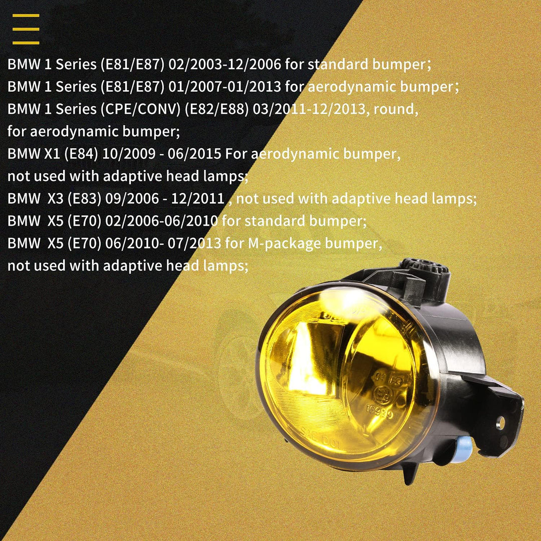 Nebelscheinwerfer passt für BMW 03-13 1 Series E81/E87 11-13 1 Series (CPE/CONV) E82/E88 09-15 X1 (E