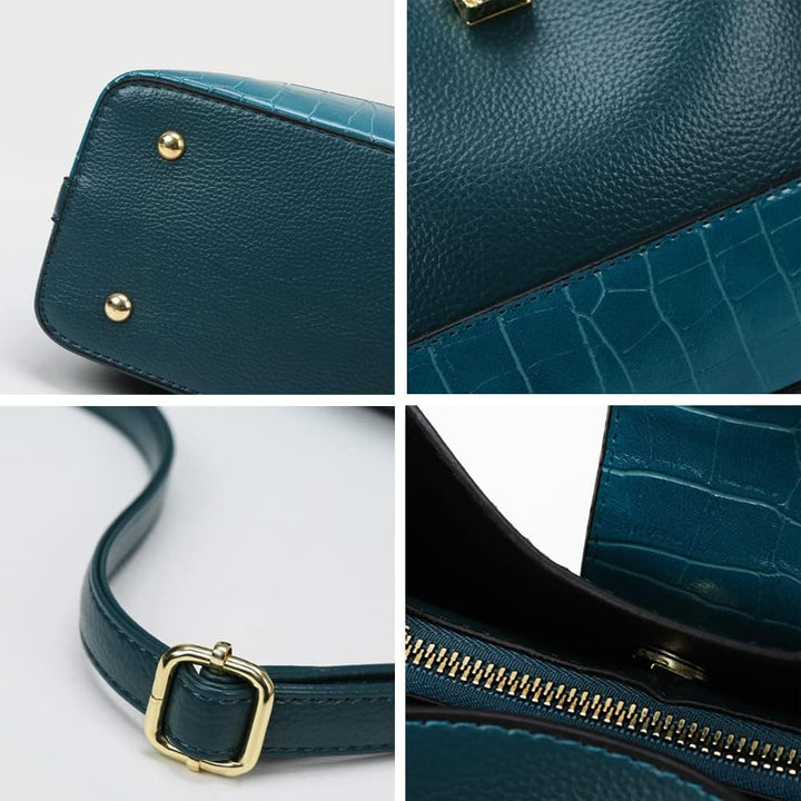 Coolives ，Damen Handtaschen-Set Damentasche aus PU-Leder mit Krokodilledermuster Henkeltasche Handta