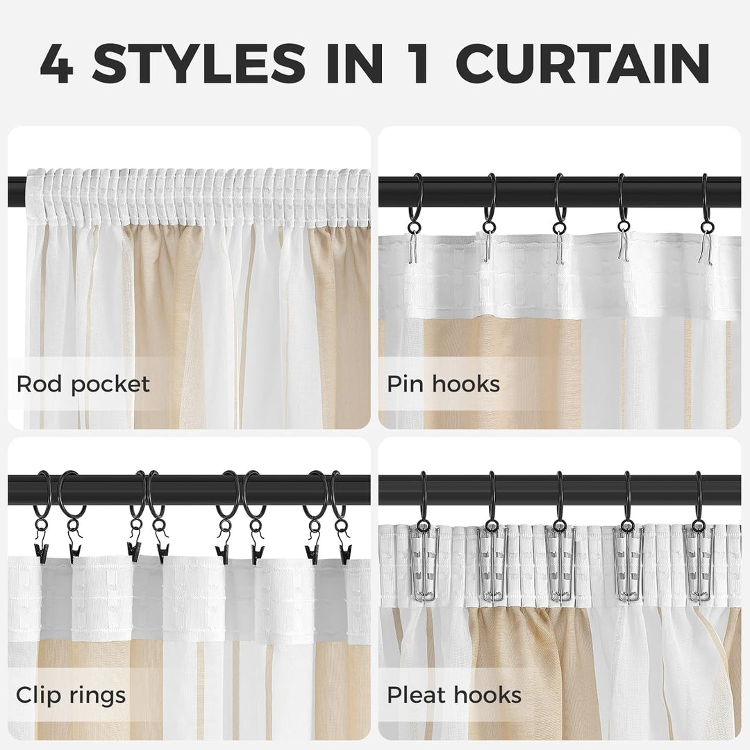 MRTREES Gardinen mit Kräuselband Stores Gardinen Schlafzimmer Vorhang Halbtransparent Vorhänge Beige