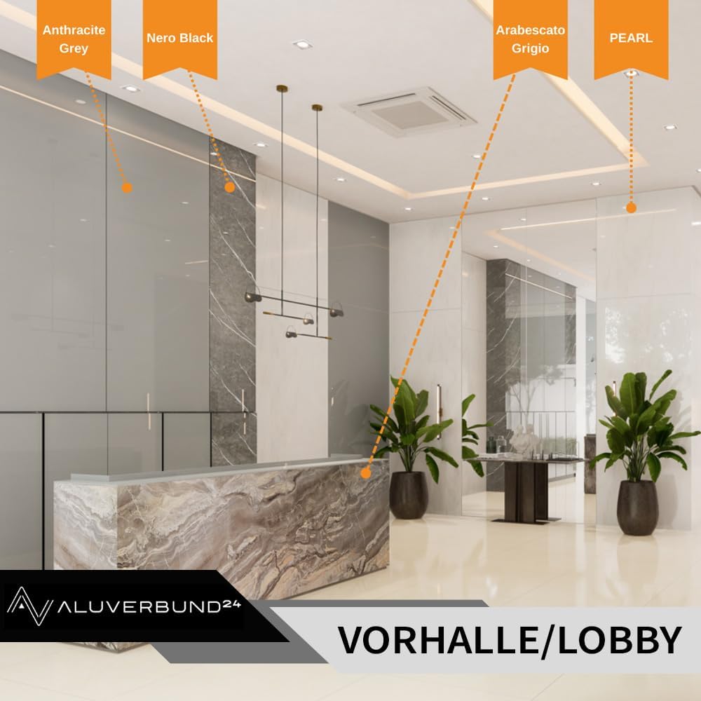 AMON Wandpaneele 122x244cm in Marmor- Granit-Optik (Anthrazit Grey) ideal als Duschrückwand Badrückw