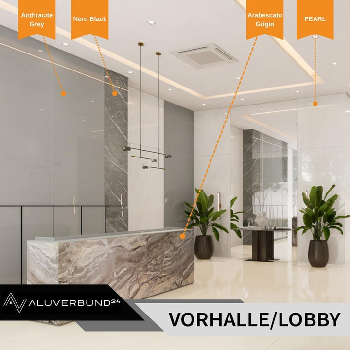 AMON Wandpaneele 122x244cm in Marmor- Granit-Optik (Anthrazit Grey) ideal als Duschrückwand Badrückw