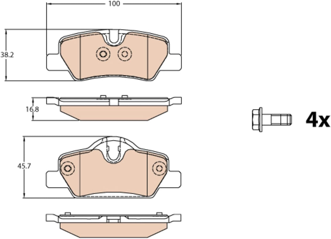 TRW gdb2088 Bremsbelag, Satz von 4